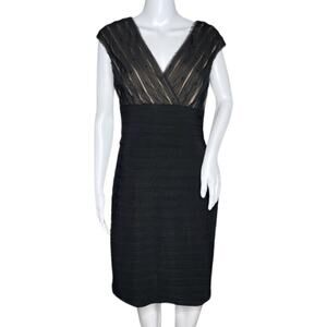 Adrianna Papell Dress Womens 10 Petite Black Beaded Bodice Party‎ Formal